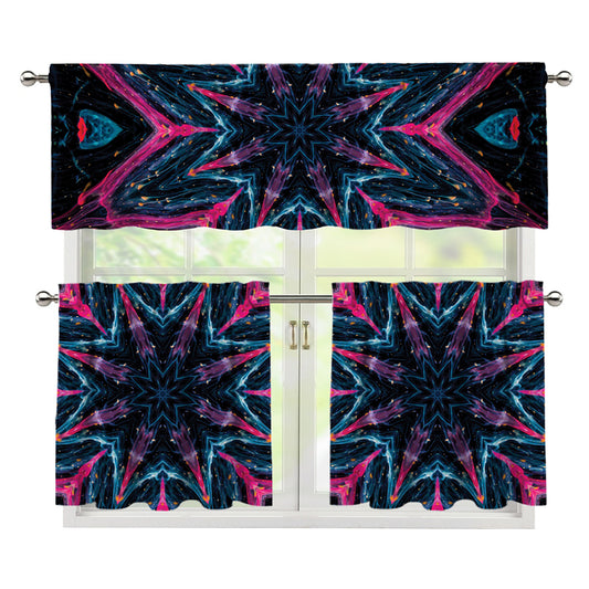 Dark Cloud Kaleidoscope Print 3 Piece Kitchen Curtains