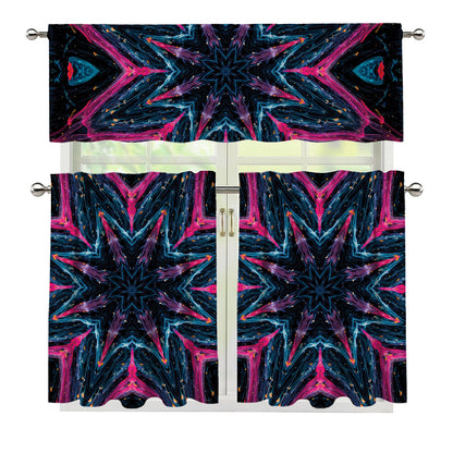 Dark Cloud Kaleidoscope Print 3 Piece Kitchen Curtains