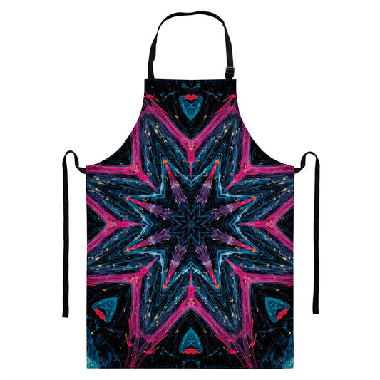 Dark Cloud Kaleidoscope Print Bib Apron With Pocket