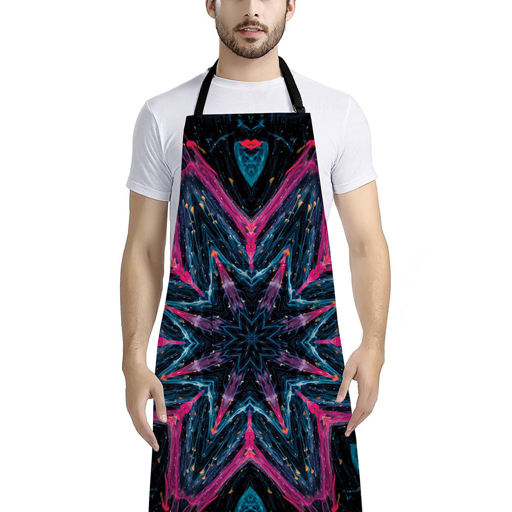 Dark Cloud Kaleidoscope Print Bib Apron With Pocket