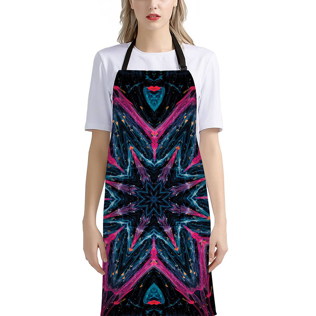 Dark Cloud Kaleidoscope Print Bib Apron With Pocket