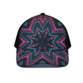 Dark Cloud Kaleidoscope Print Black Mesh Trucker Hat