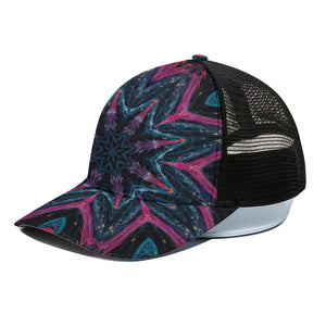 Dark Cloud Kaleidoscope Print Black Mesh Trucker Cap