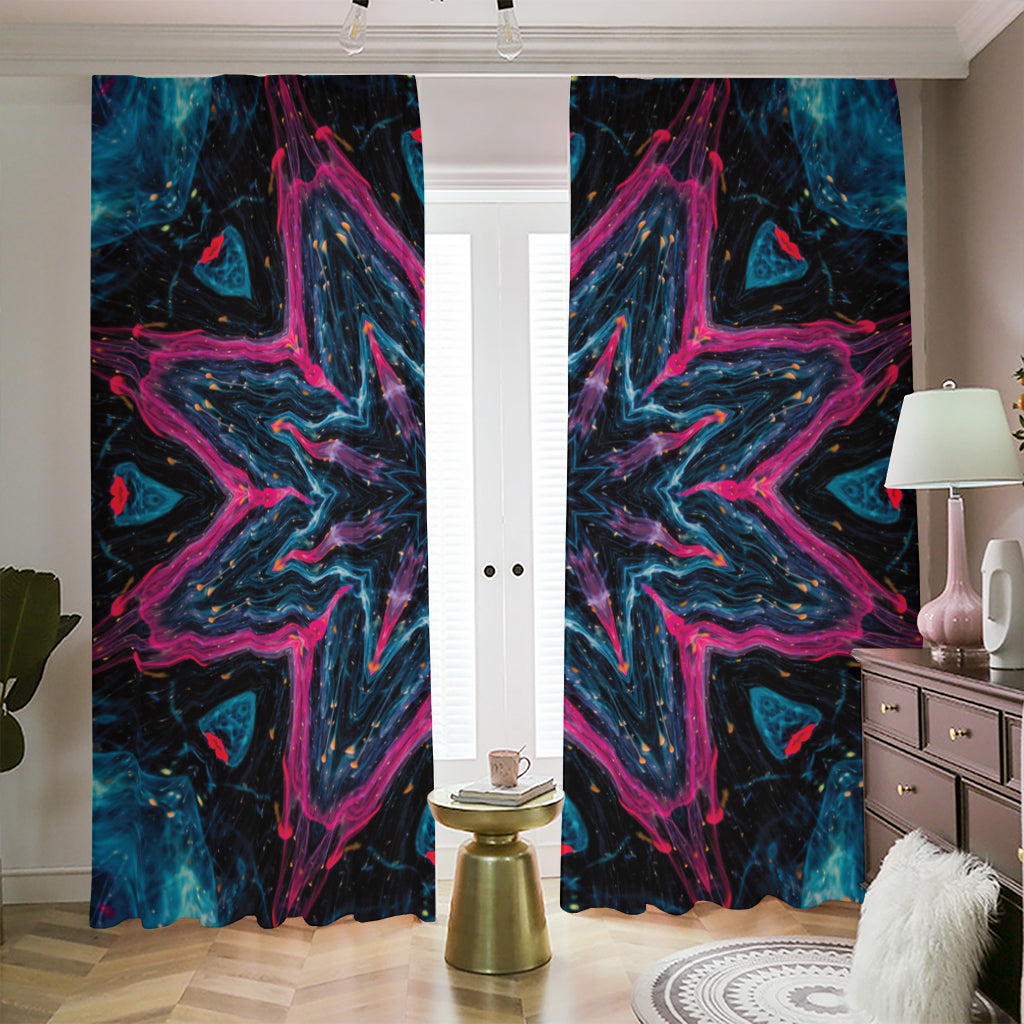 Dark Cloud Kaleidoscope Print Blackout Pencil Pleat Curtains