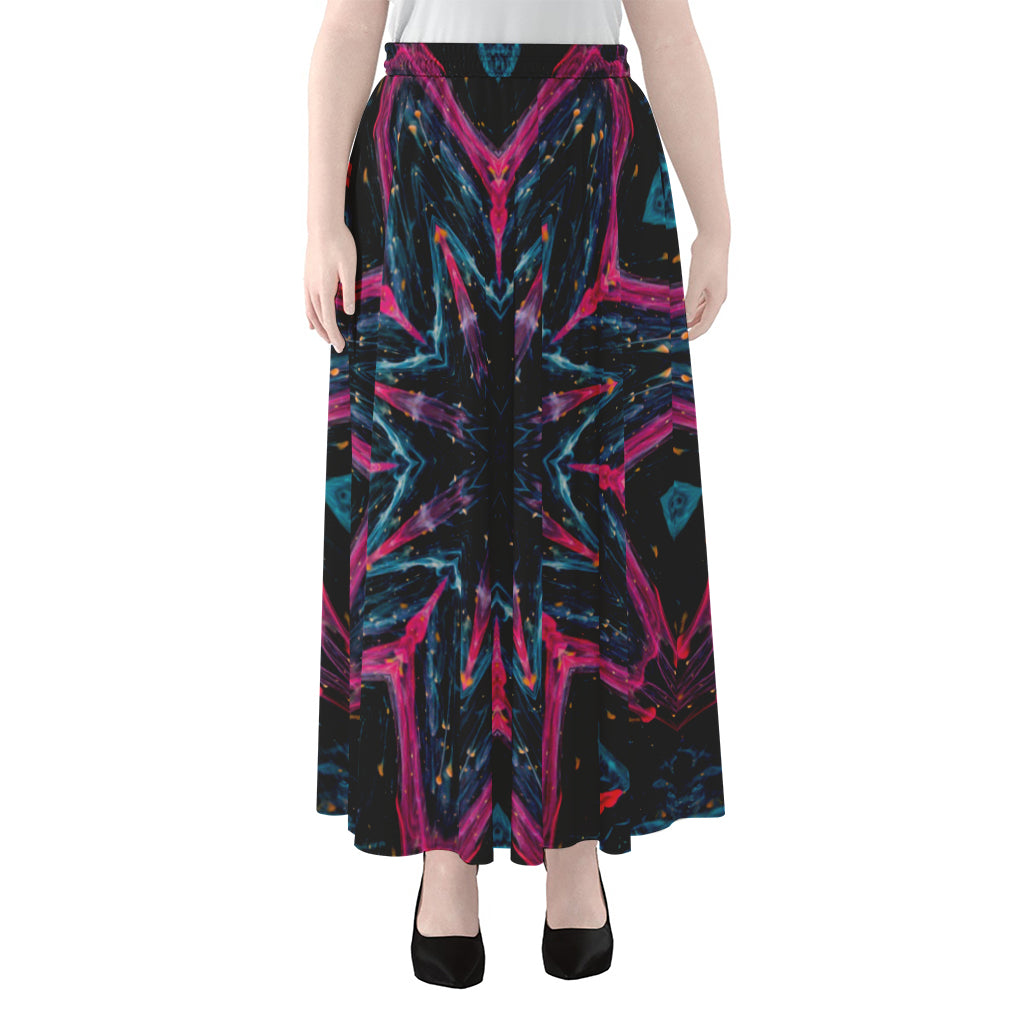 Dark Cloud Kaleidoscope Print Chiffon Maxi Skirt