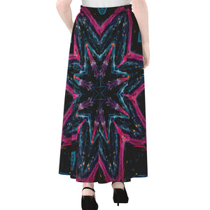 Dark Cloud Kaleidoscope Print Chiffon Maxi Skirt