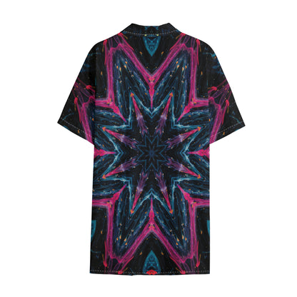 Dark Cloud Kaleidoscope Print Cotton Hawaiian Shirt