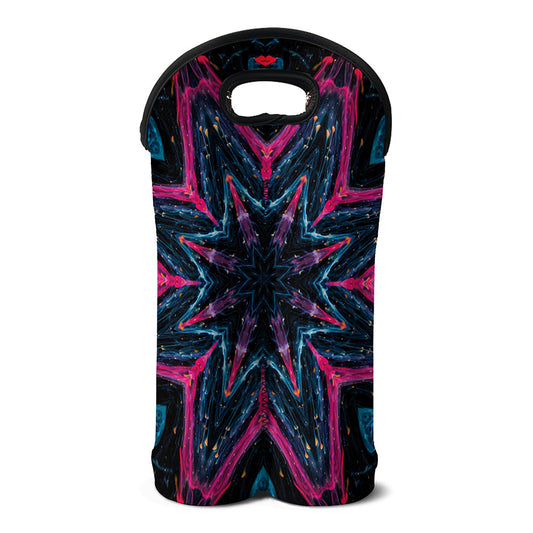 Dark Cloud Kaleidoscope Print Double Neoprene Wine Tote