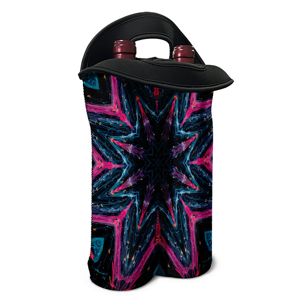 Dark Cloud Kaleidoscope Print Double Neoprene Wine Tote
