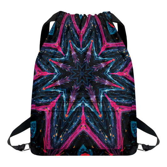 Dark Cloud Kaleidoscope Print Drawstring Backpack