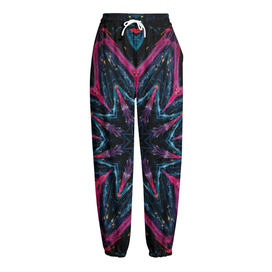 Dark Cloud Kaleidoscope Print Fleece Lined Knit Pants