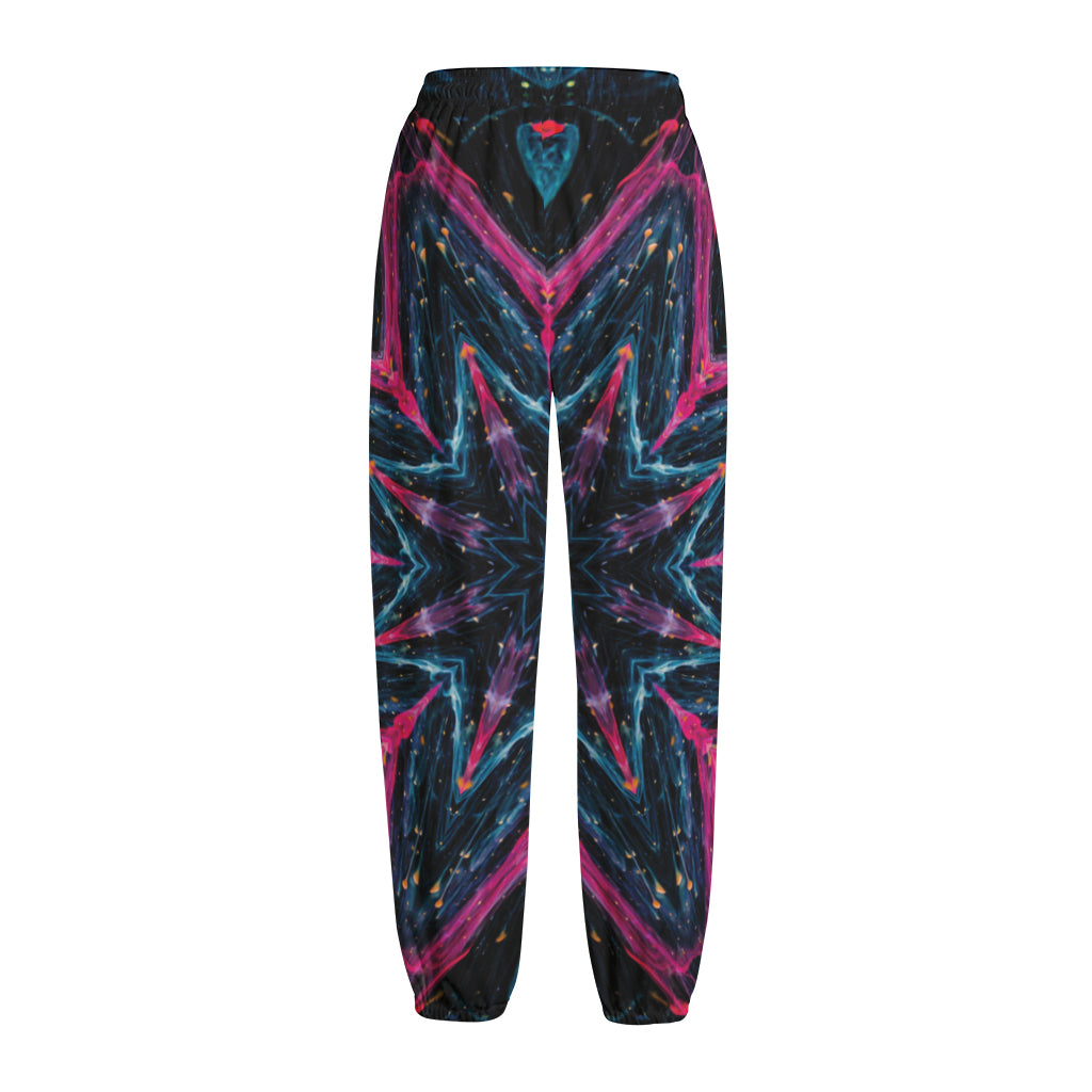Dark Cloud Kaleidoscope Print Fleece Lined Knit Pants