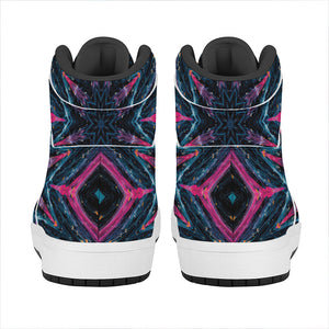 Dark Cloud Kaleidoscope Print High Top Leather Sneakers