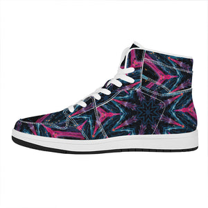 Dark Cloud Kaleidoscope Print High Top Leather Sneakers