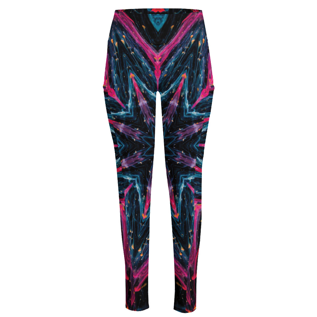 Dark Cloud Kaleidoscope Print High-Waisted Pocket Leggings