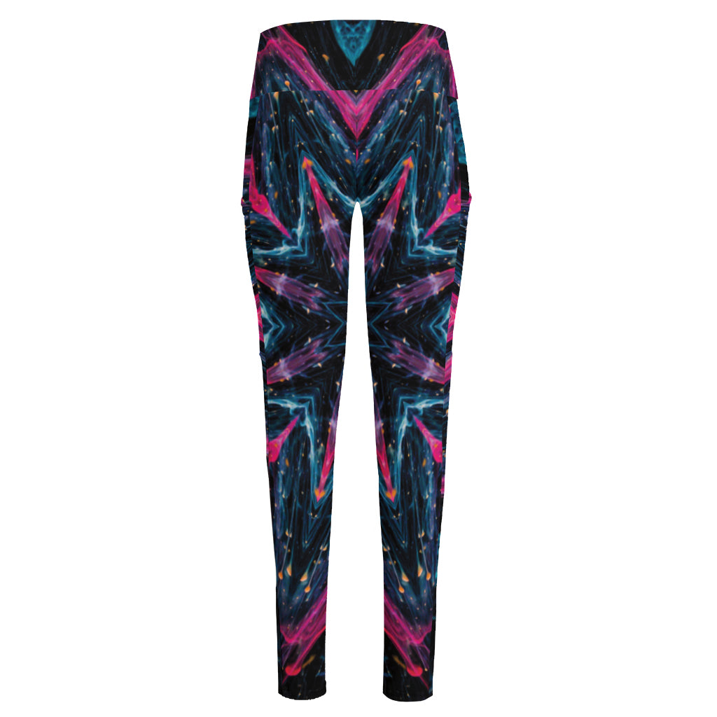 Dark Cloud Kaleidoscope Print High-Waisted Pocket Leggings