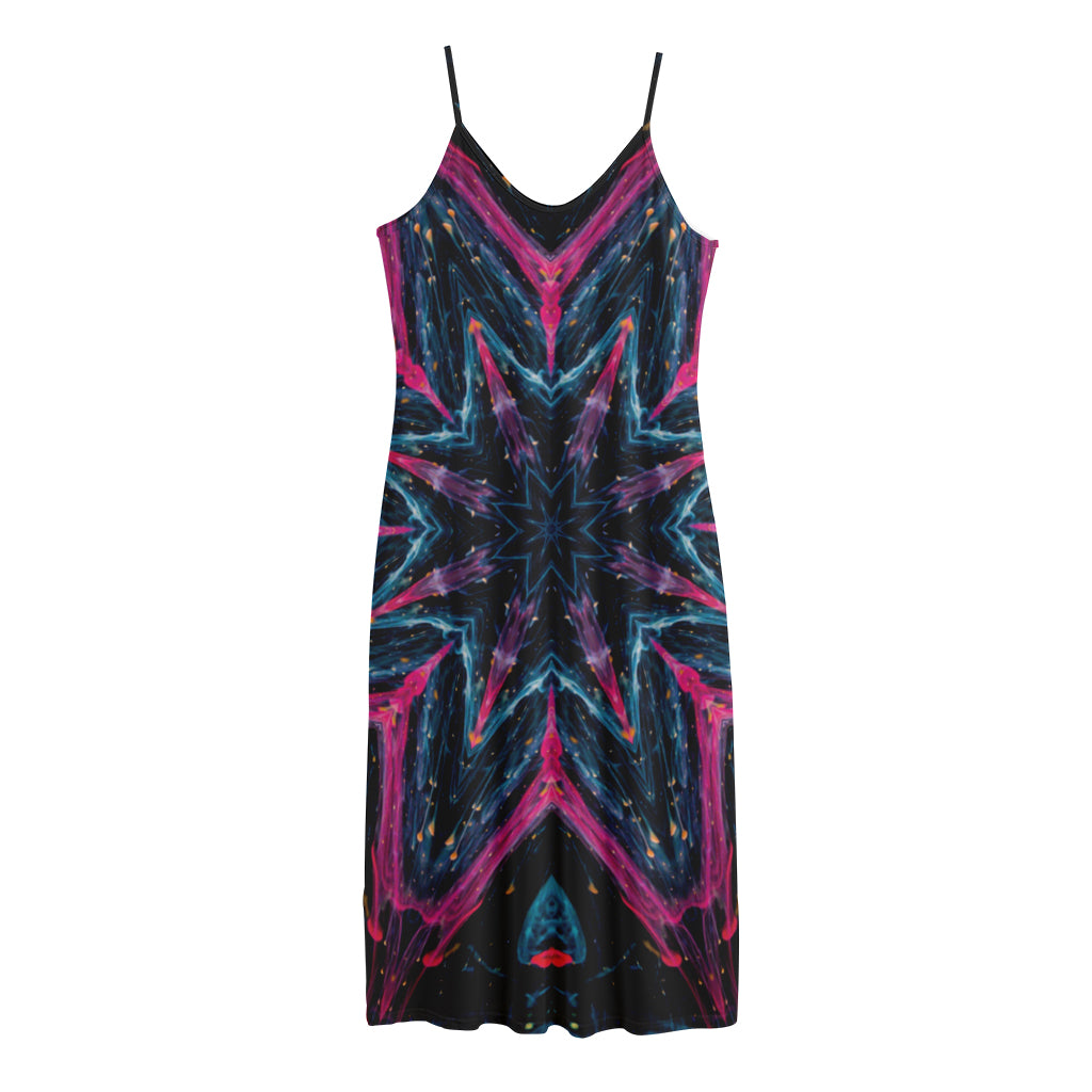 Dark Cloud Kaleidoscope Print Jersey Midi Cami Dress