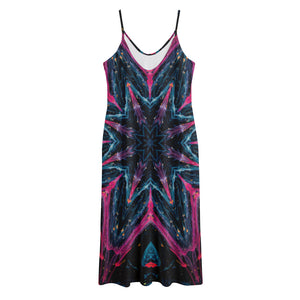 Dark Cloud Kaleidoscope Print Jersey Midi Cami Dress