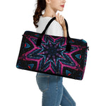 Dark Cloud Kaleidoscope Print Leather Duffle Bag