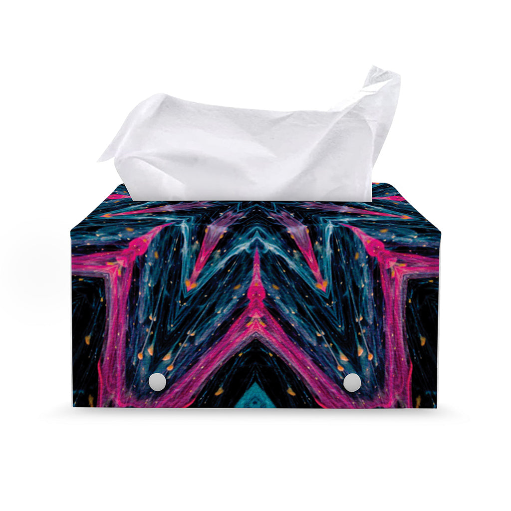 Dark Cloud Kaleidoscope Print Leather Tissue Box Cover