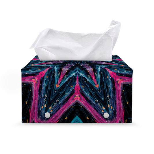 Dark Cloud Kaleidoscope Print Leather Tissue Box Cover