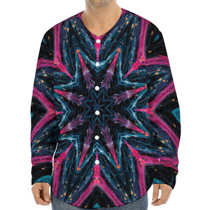 Dark Cloud Kaleidoscope Print Long Sleeve Baseball Jersey