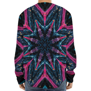 Dark Cloud Kaleidoscope Print Long Sleeve Baseball Jersey