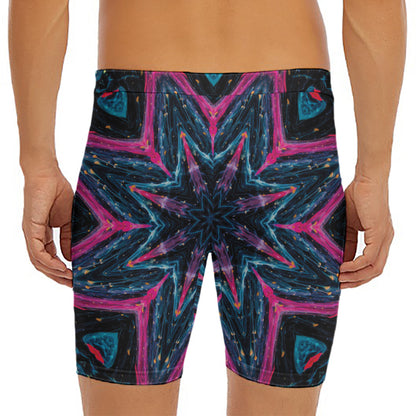 Dark Cloud Kaleidoscope Print Men's Long Boxer Briefs