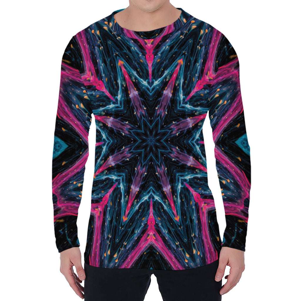 Dark Cloud Kaleidoscope Print Men's Long Sleeve T-Shirt