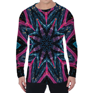 Dark Cloud Kaleidoscope Print Men's Long Sleeve T-Shirt