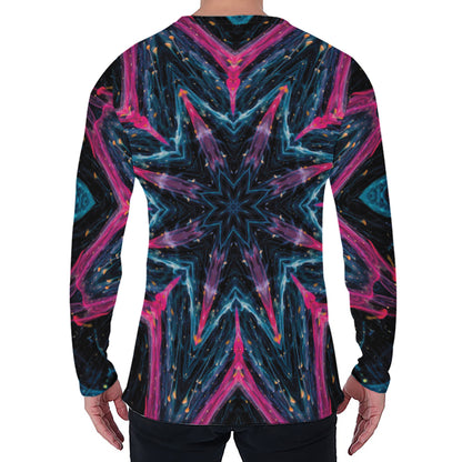 Dark Cloud Kaleidoscope Print Men's Long Sleeve T-Shirt