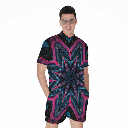 Dark Cloud Kaleidoscope Print Men's Rompers