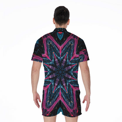 Dark Cloud Kaleidoscope Print Men's Rompers