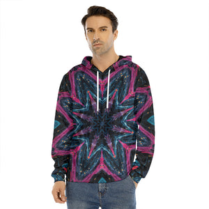 Dark Cloud Kaleidoscope Print Men's Velvet Pullover Hoodie