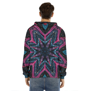 Dark Cloud Kaleidoscope Print Men's Velvet Pullover Hoodie