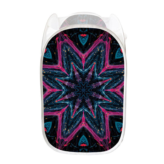 Dark Cloud Kaleidoscope Print Mesh Laundry Hamper