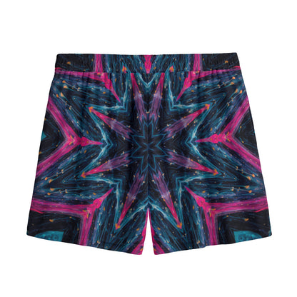 Dark Cloud Kaleidoscope Print Mesh Shorts
