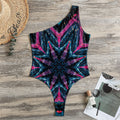 Dark Cloud Kaleidoscope Print One Shoulder Bodysuit