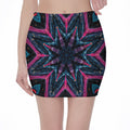 Dark Cloud Kaleidoscope Print Pencil Mini Skirt