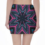 Dark Cloud Kaleidoscope Print Pencil Mini Skirt