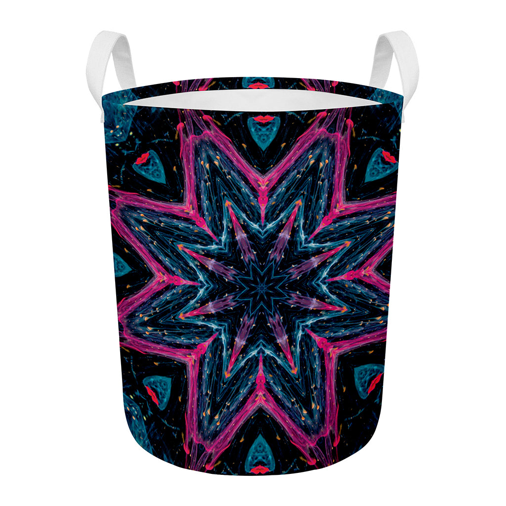 Dark Cloud Kaleidoscope Print Round Laundry Basket