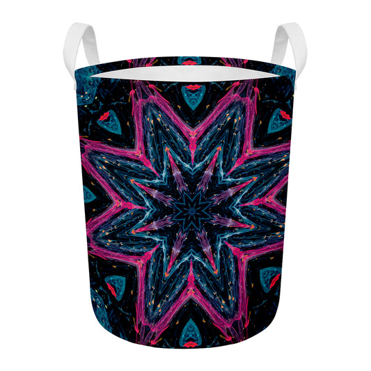 Dark Cloud Kaleidoscope Print Round Laundry Basket