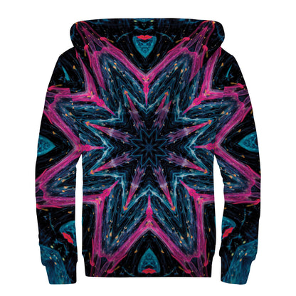 Dark Cloud Kaleidoscope Print Sherpa Lined Zip Up Hoodie
