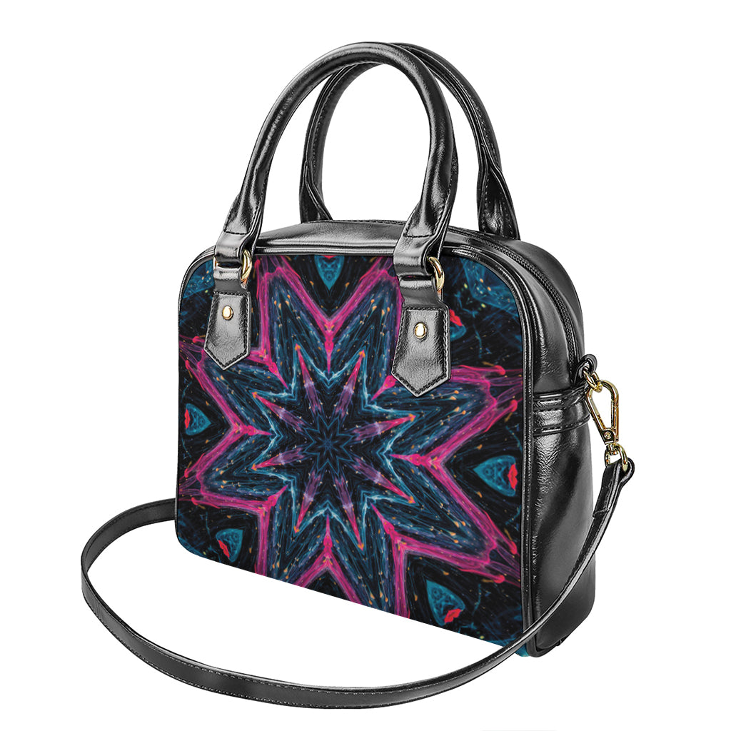 Dark Cloud Kaleidoscope Print Shoulder Handbag