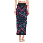 Dark Cloud Kaleidoscope Print Side Slit Maxi Skirt