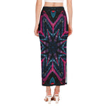 Dark Cloud Kaleidoscope Print Side Slit Maxi Skirt