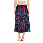 Dark Cloud Kaleidoscope Print Side Slit Midi Skirt