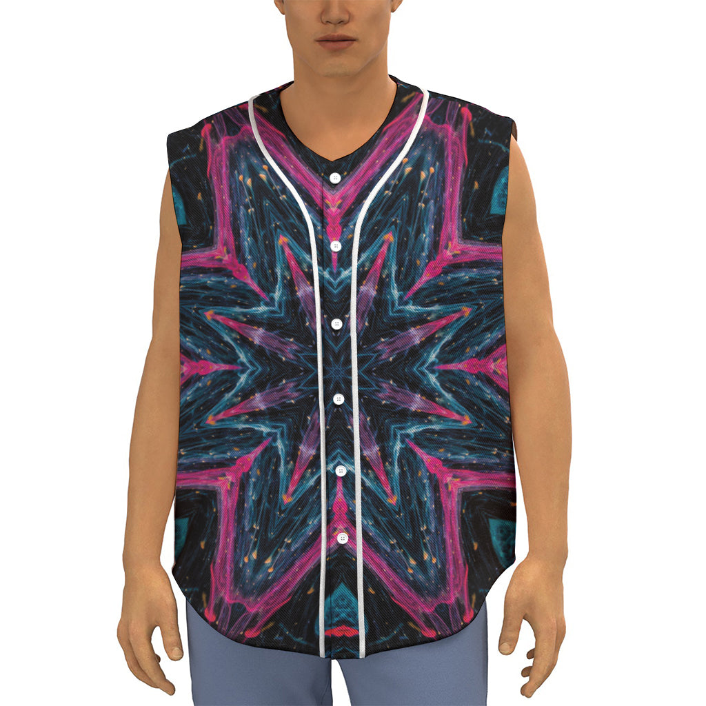 Dark Cloud Kaleidoscope Print Sleeveless Baseball Jersey