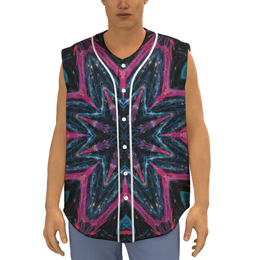 Dark Cloud Kaleidoscope Print Sleeveless Baseball Jersey