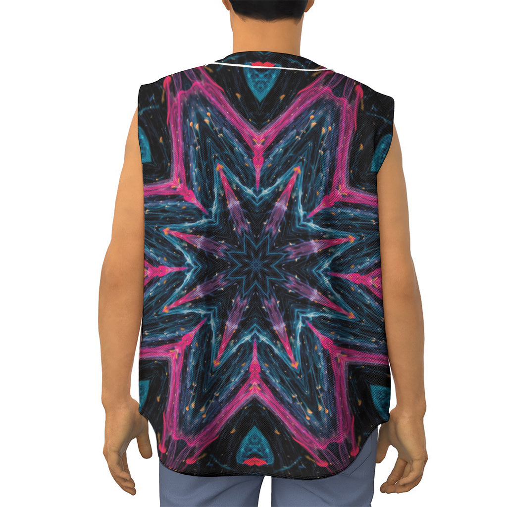 Dark Cloud Kaleidoscope Print Sleeveless Baseball Jersey